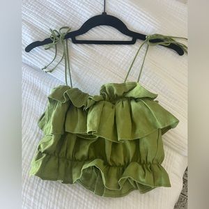 Reformation crop ruffle top